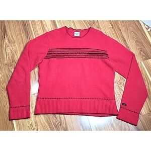 Columbia Wool Nordic Sweater Size Medium Long Sleeve Pullover Red Fair Isle